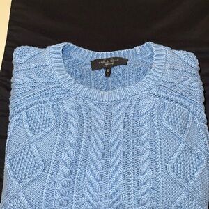 rag & bone Light Blue Cable Knit Crewneck Sweater
